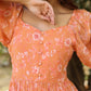 Janasya Bright Georgette Floral Tiered Dress | Swadesiicart