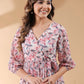 Janasya Light Georgette Floral Wrap Dress | Swadesiicart