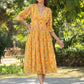 Janasya Bright Georgette Floral Gathered Dress | Swadesiicart