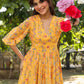 Janasya Bright Georgette Floral Gathered Dress | Swadesiicart