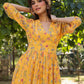 Janasya Bright Georgette Floral Gathered Dress | Swadesiicart