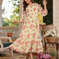 Janasya Bright Georgette Floral Fit & Flare Dress | Swadesiicart