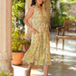 Janasya Light Georgette Floral A-Line Dress | Swadesiicart