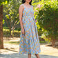 Janasya Light Cotton Floral Tiered Dress | Swadesiicart
