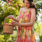 Janasya Bright Cotton Floral Tiered Dress | Swadesiicart