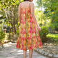 Janasya Bright Cotton Floral Tiered Dress | Swadesiicart