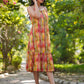 Janasya Bright Cotton Floral Tiered Dress | Swadesiicart