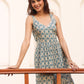 Janasya Light Cotton Ethnic Motifs Tiered Dress | Swadesiicart