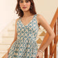 Janasya Light Cotton Ethnic Motifs Tiered Dress | Swadesiicart