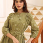 Janasya Dark Cotton Floral A-Line Dress | Swadesiicart