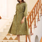 Janasya Dark Cotton Floral A-Line Dress | Swadesiicart