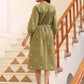 Janasya Dark Cotton Floral A-Line Dress | Swadesiicart