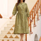 Janasya Dark Cotton Floral A-Line Dress | Swadesiicart