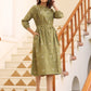 Janasya Dark Cotton Floral A-Line Dress | Swadesiicart