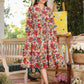 Janasya Dark Cotton Floral Tiered Dress | Swadesiicart