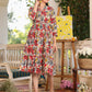 Janasya Dark Cotton Floral Tiered Dress | Swadesiicart
