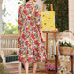 Janasya Dark Cotton Floral Tiered Dress | Swadesiicart