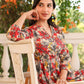 Janasya Dark Cotton Floral Tiered Dress | Swadesiicart