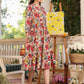 Janasya Dark Cotton Floral Tiered Dress | Swadesiicart