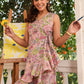 Janasya Bright Cotton Floral Tiered Dress | Swadesiicart