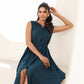 Janasya Dark Rayon Solid A-Line Dress | Swadesiicart
