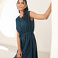 Janasya Dark Rayon Solid A-Line Dress | Swadesiicart
