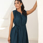 Janasya Dark Rayon Solid A-Line Dress | Swadesiicart