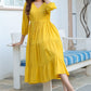 Janasya Bright Rayon Solid Tiered Dress | Swadesiicart