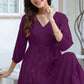 Janasya Dark Rayon Solid Tiered Dress | Swadesiicart