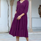 Janasya Dark Rayon Solid Tiered Dress | Swadesiicart