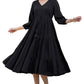 Janasya Dark Rayon Solid Tiered Dress | Swadesiicart