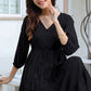 Janasya Dark Rayon Solid Tiered Dress | Swadesiicart