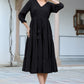 Janasya Dark Rayon Solid Tiered Dress | Swadesiicart