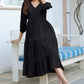 Janasya Dark Rayon Solid Tiered Dress | Swadesiicart