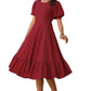 Janasya Dark Rayon Solid A-Line Dress | Swadesiicart