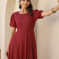 Janasya Dark Rayon Solid A-Line Dress | Swadesiicart