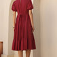 Janasya Dark Rayon Solid A-Line Dress | Swadesiicart