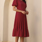 Janasya Dark Rayon Solid A-Line Dress | Swadesiicart