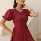 Janasya Dark Rayon Solid A-Line Dress | Swadesiicart