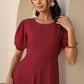 Janasya Dark Rayon Solid A-Line Dress | Swadesiicart