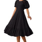 Janasya Dark Rayon Solid A-Line Dress | Swadesiicart