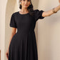 Janasya Dark Rayon Solid A-Line Dress | Swadesiicart