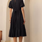 Janasya Dark Rayon Solid A-Line Dress | Swadesiicart