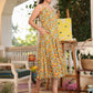 Janasya Bright Cotton Floral Tiered Dress | Swadesiicart