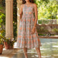Janasya Light Cotton Floral Tiered Dress | Swadesiicart
