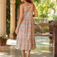 Janasya Light Cotton Floral Tiered Dress | Swadesiicart