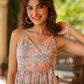 Janasya Light Cotton Floral Tiered Dress | Swadesiicart