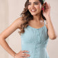 Janasya Light Dobby Chiffon Solid A-Line Dress | Swadesiicart