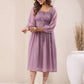 Janasya Light Dobby Chiffon Self Design Fit & Flare Dress | Swadesiicart