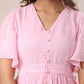Janasya Light Dobby Chiffon Self Design A-Line Dress | Swadesiicart